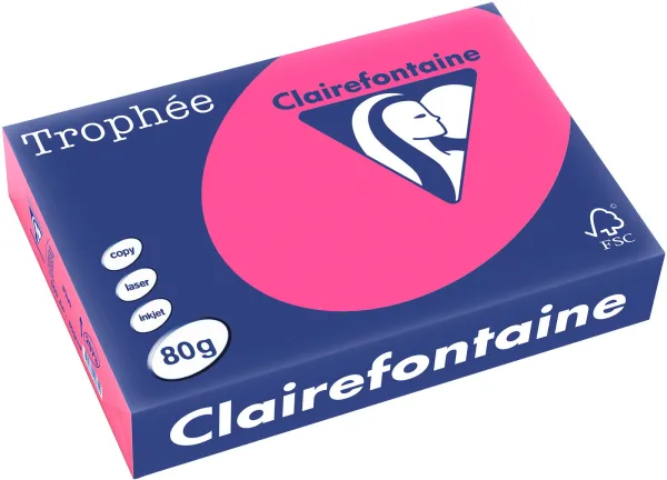 Q-connect Trophee Kopierpapper A4 80g Fluo Rosa 500 ark